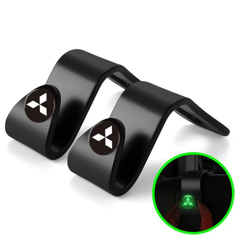 

Luminous Car Seat Back Hooks Hanger Organizer Holders for Mitsubishi Lancer ASX L200 Colt Pajero Outlander Eclipse Mirage EVO
