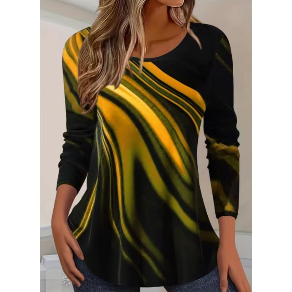 

Большая женская элегантная футболка с длинным рукавом - Черно-фиолетовый градиент, меняющий цвет 4XL