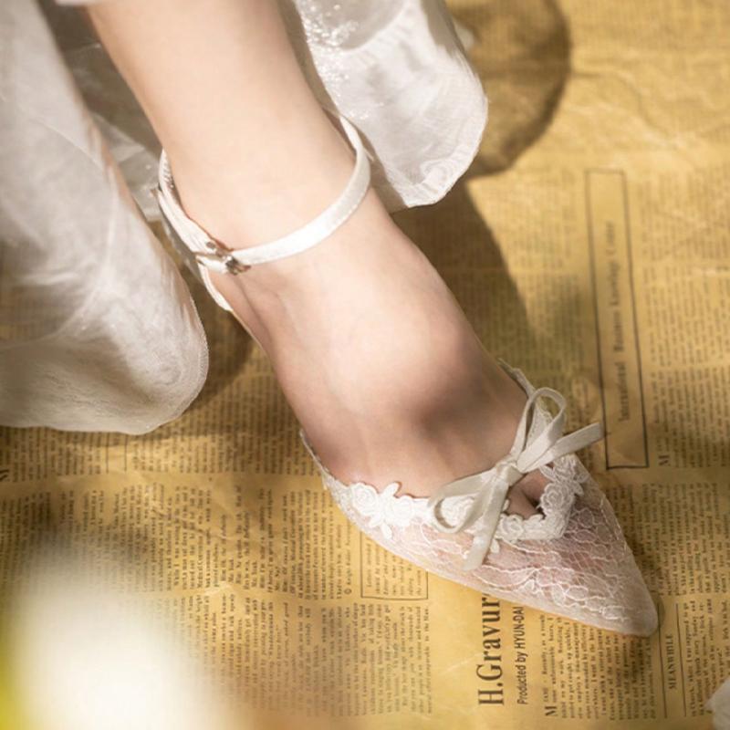 Fashion Pointed Toe Bow Women's Sandalias Elegant Mid Heels Shoes 2025 Fashion Summer Pumps Luxury Shoes Hollow Sexy Mujer Zapatillas