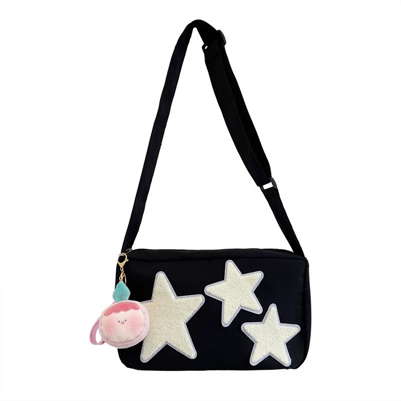 

Японский мультяшный маленький мешок женский новый 2025 Мори мода звезда пэчворк клетка персонализированный плечевой кроссбоди маленькая квадратная сумка чёрный