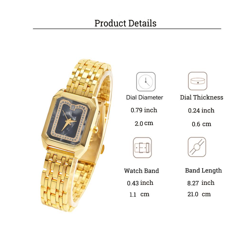 Fashionable Luxury Diamond Square Dial Alloy Strap Women's Quartz Watch, Suitable for Daily Wear, Christmas Gift