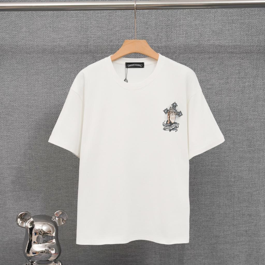 DT83 CHROME HEARTS Sommer Neu Hohe Qualität Baumwolle Rundhals Locker Große Größe Herren und Damen T-Shirt Partner T-Shirt