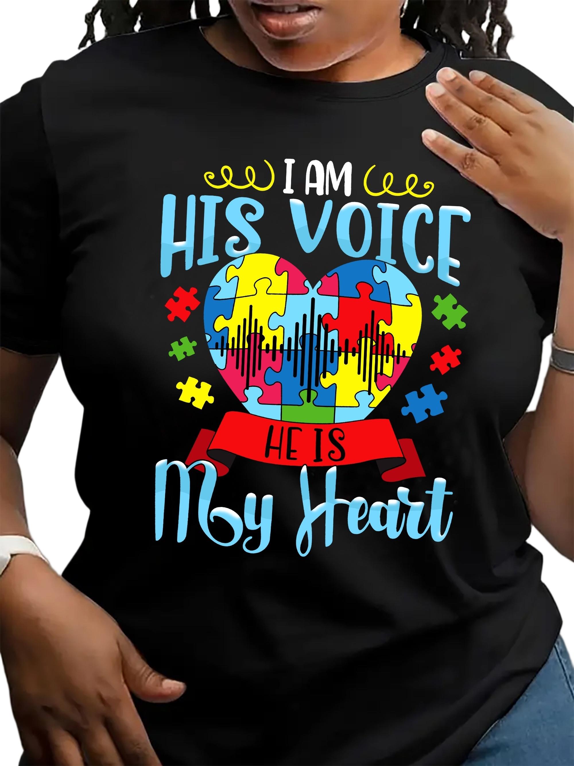 Autism Awareness Puzzle Heart I Am His Voice T-shirt XXXXL