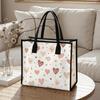 Cute Heart Pattern Tote Bag Portable Daily Use Shopping Bag Casual Fashion Shoulder Handbag for Women