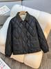 Cross-Diamond Quilted Down Collar Color-Block Slimming Winter Jacket 2026 - Trendy Versatile Short & Loose Fit