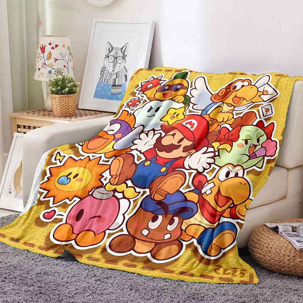 1pc Mario Characters Flannel Blanket, Soft Skin Friendly with Digital Printing, Various Sizes Available for Family, Friends, Birthday