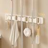 Removable Wall Mounted Mop Rack Space Aluminum Mop Broom Holder Suction Cup Mop Holder  for Kitchen