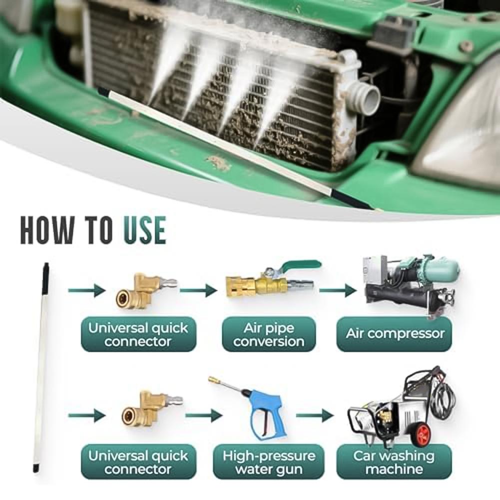 Car Portable Radiator Cleaning Tool 4500 PSI Radiator Flush Cleaner Tool 60CM Radiator Cleaner Pressure Washer Wand
