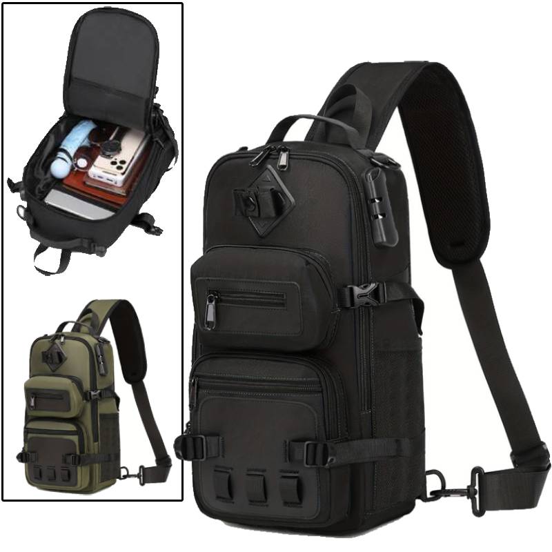 Men's Tactical Chest Bag Multifunctional Sling Backpack Outdoor Hiking Climbing Trekking Rig Pouch Casual Messenger Fanny Pack