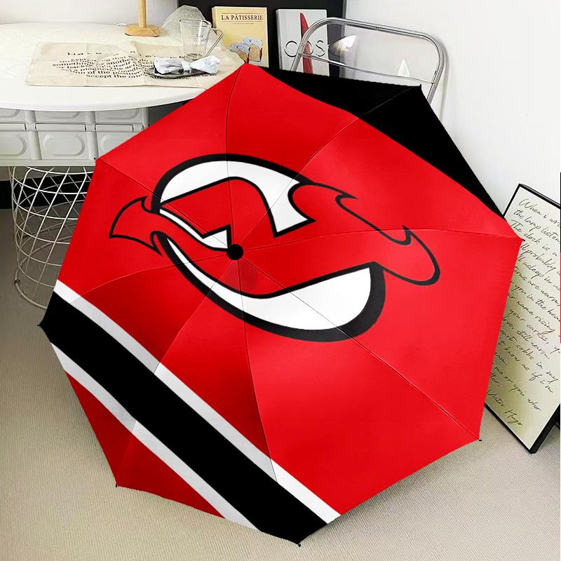 Jersey Devils Logo Umbrella Folding Umbrella, Automatic Umbrella 8-Frame for Travel, Camping Use Gift for Halloween Christmas