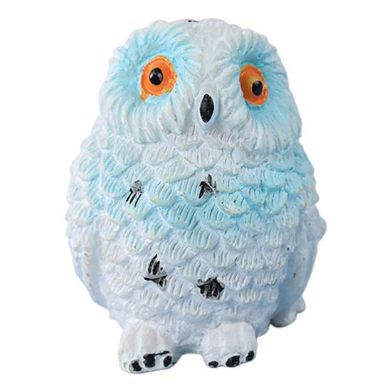Mini Sova Soška Pryskyřice Ručně Malovaná Sova Ozdoba Miniaturní Zvířecí Figurka pro DIY Mikro Krajinu Bonsaj Vílí Zahrada Dekorace