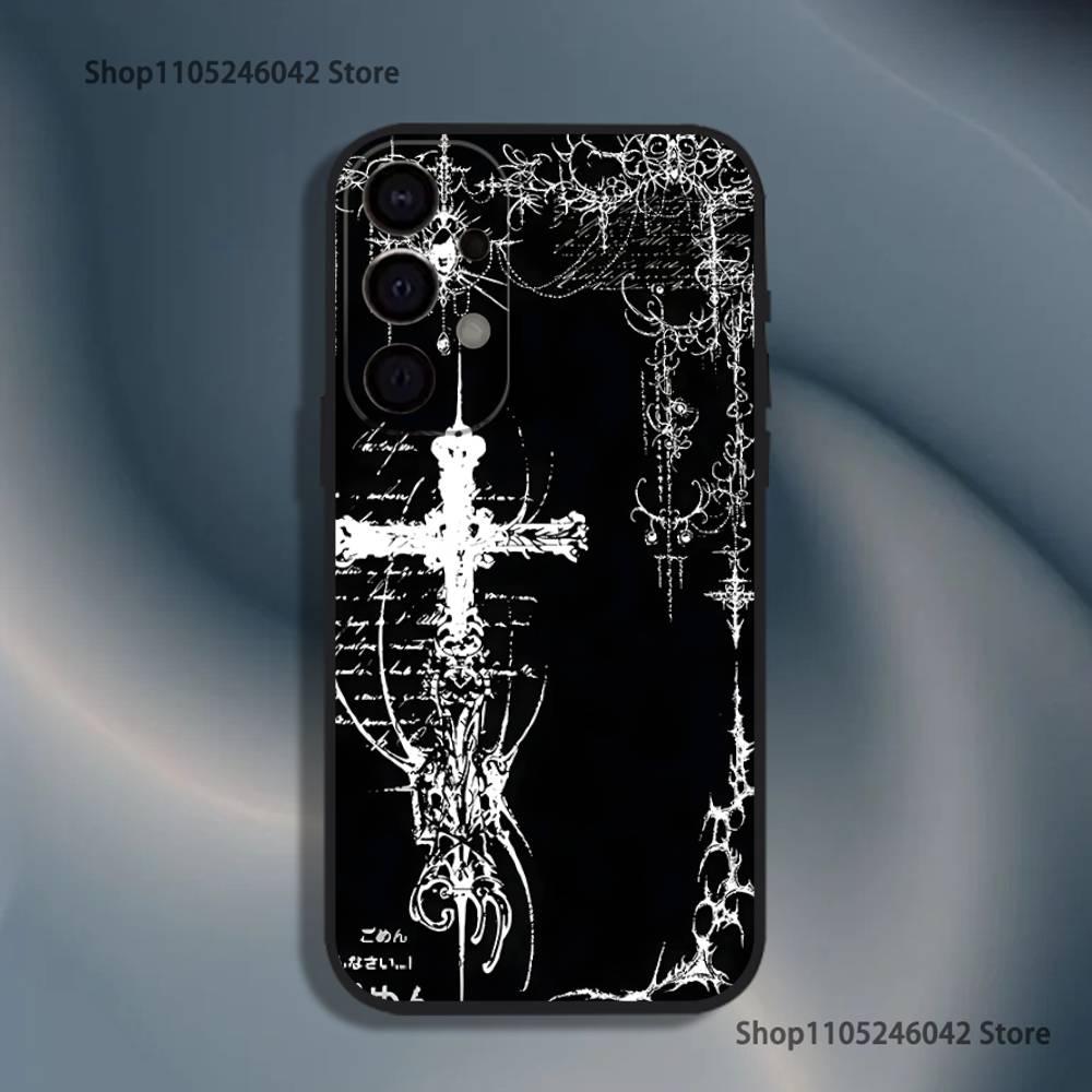 

Gothic Cyber Sigil Cross Eyes Skull Shockproof Phone Case For Samsung S25,S24,S21,S22,S23,S30,Ultra,S20,Plus,Lite,5G Black Cover Samsung S25