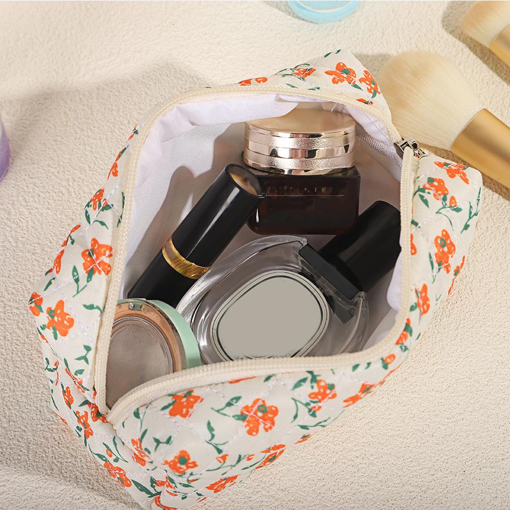 3Pcs Cosmetic Bag Cute Floral Cotton Toiletry Bag Zipper Toiletry Organizer Bag Travel Cosmetic Bag for Women Girls