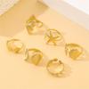 6Pcs/Set Starfish Ocean Rings Set, Stackable Marine Style Rings, Comfortable Wear Summer Beach Jewelry Gift
