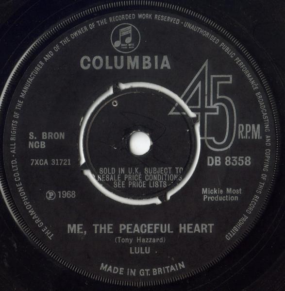 

7inch Record LULU - Me, The Peaceful Heart DB8358 Columbia 1968 UK Pop Used