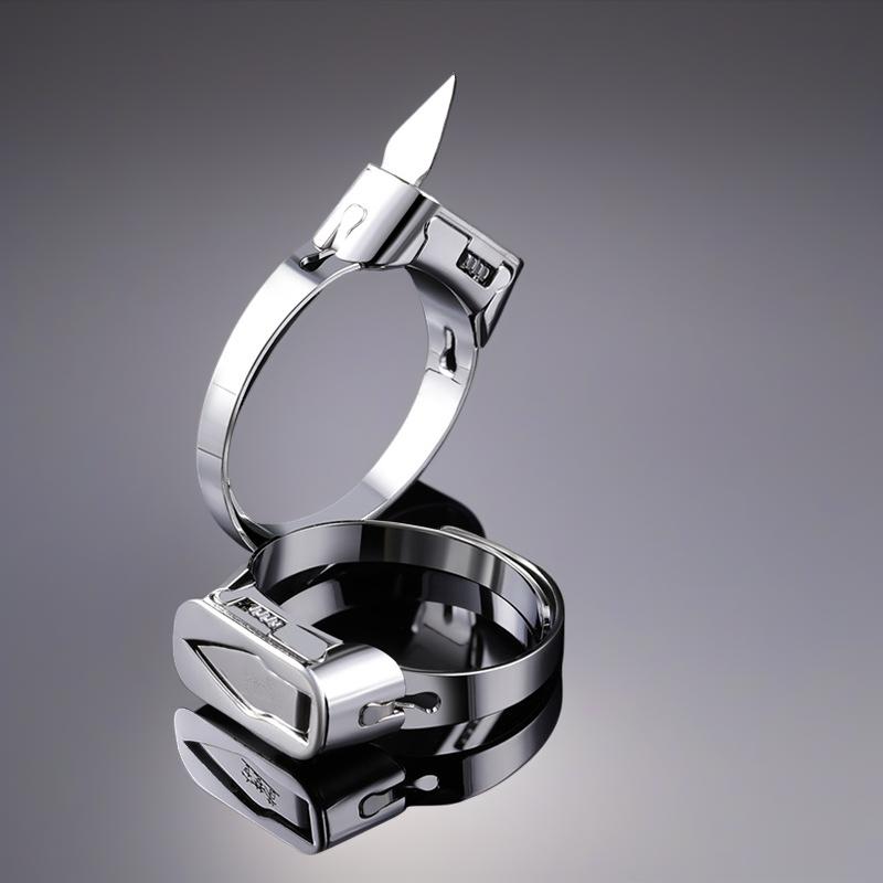 Versteckte Klinge Verstellbarer Ring Edelstahl Geometrisch Minimalistisch Offener Partnerring