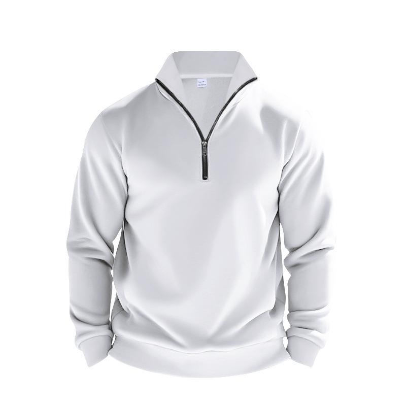 Men's Autumn Winter Casual Zipper Stand Collar Fleece Hoodie Jacket