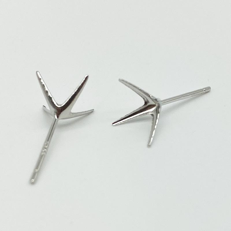 S925 Sterling Silver Four-Prong Earring Stud Base for DIY Inlaid Diamond or Zirconia 3mm