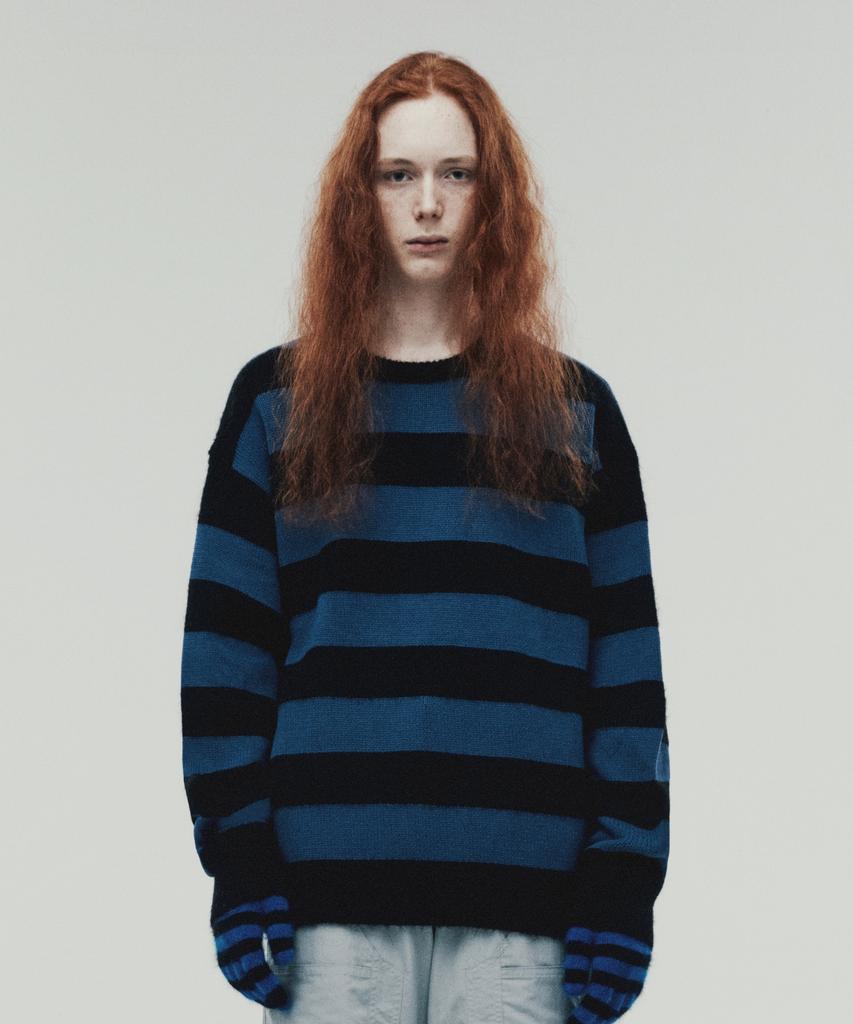 THEVINYLHOUSE Mohair Bold Striped Sweater Blue (Vh2Dfuk603A)
