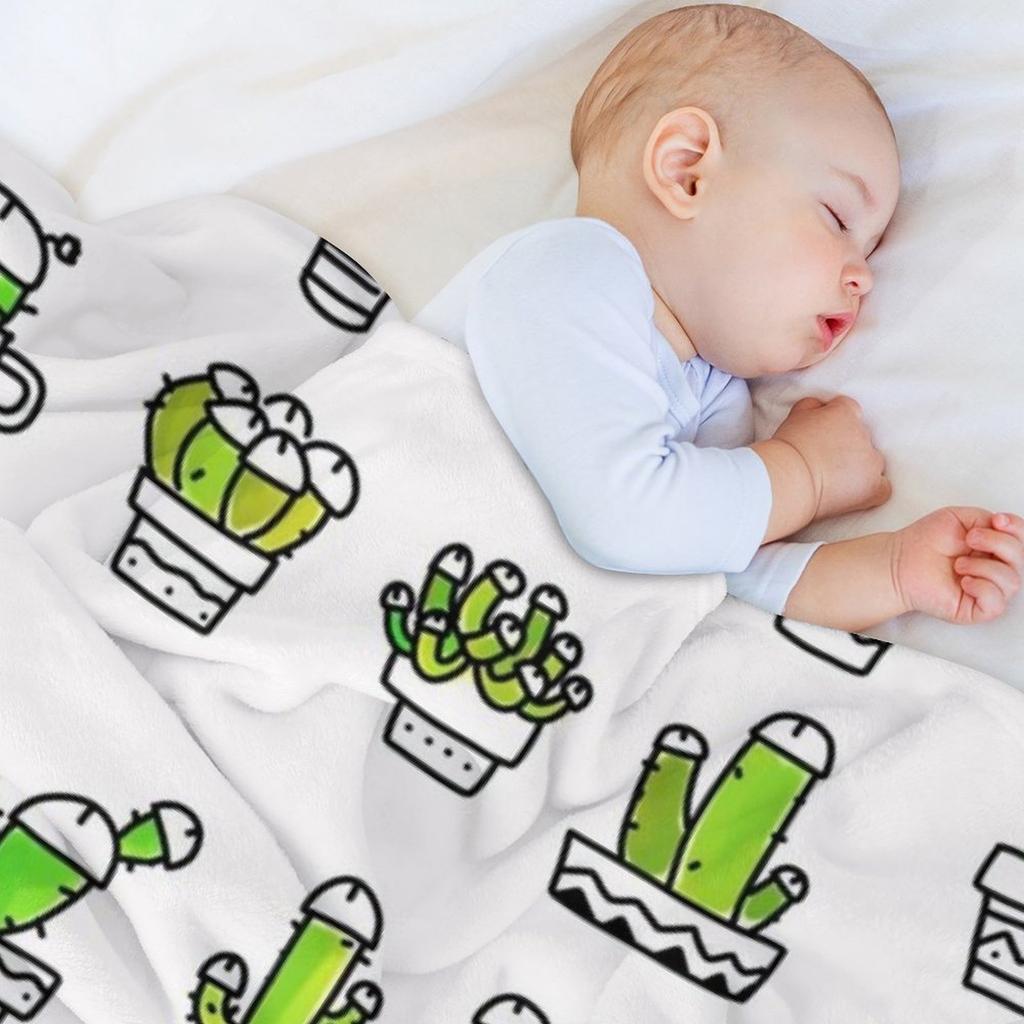COCK PLANTS CACTUS GREEN WATERCOLOR Throw Blanket Single sofa bed Blankets Sofas Of Decoration Plush Blankets