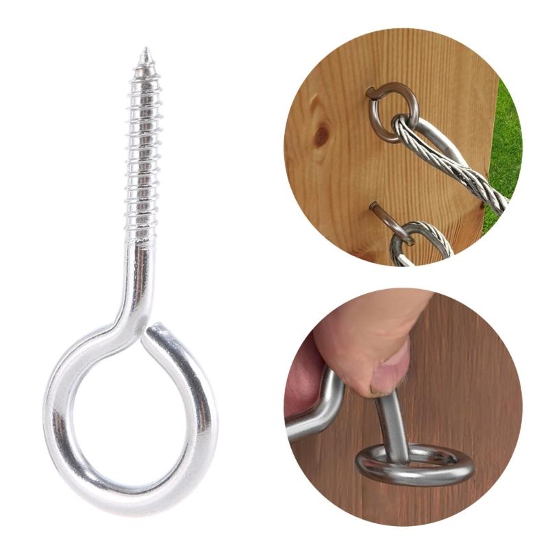 20Pcs Self Tapping Screws Eyes Bolts Heavy Duty Stainless Steel Eyes Screw Metal Small Tapping Screw Hook Rings Enduring