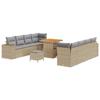 VidaXL Ensemble de Sofa de Jardin 11 Pièces avec Coussins Beige Poly Rattan Acacia 3363927