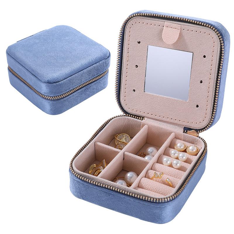 New portable velvet jewelry box, travel jewelry ring necklace, earrings, earrings, jewelry storage box wholesale