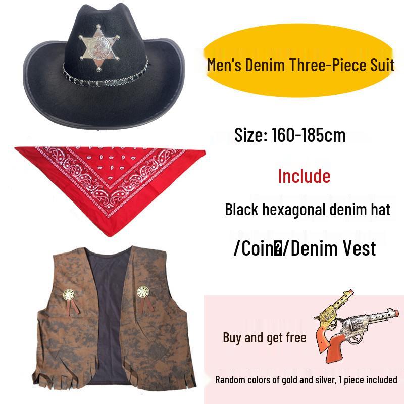 Western Cowboy Halloween Costume Set for Adults & Children - Perfect for Parent-Child Performances
