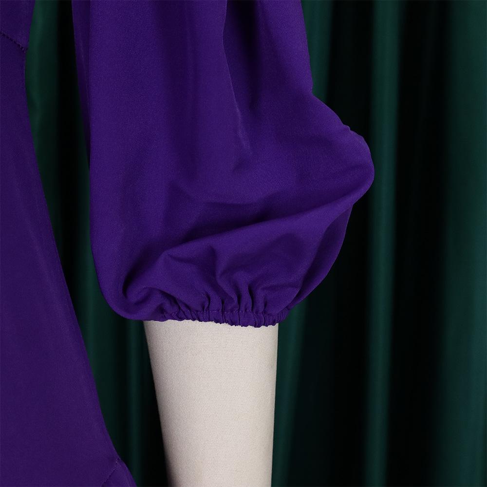 Pleated Puff Sleeve Plus Size Dress - European & American Fashion 2022