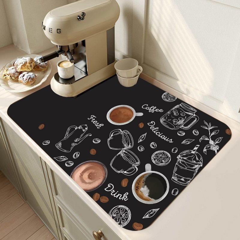 Coffee Machine Mat Coffee Machine Absorbent Non-Slip Mat Kitchen Countertop Drain Mat Kitchen Absorbent Non-Slip Mat