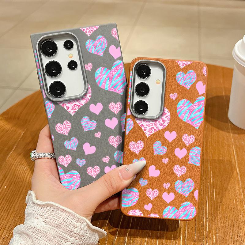 Cute Pink Love Hearts Case For Samsung Galaxy S25 Ultra Capa S24 Ultra S22 Ultra S23 Plus S21 FE S20 5G Magnetic Soft Case Cover