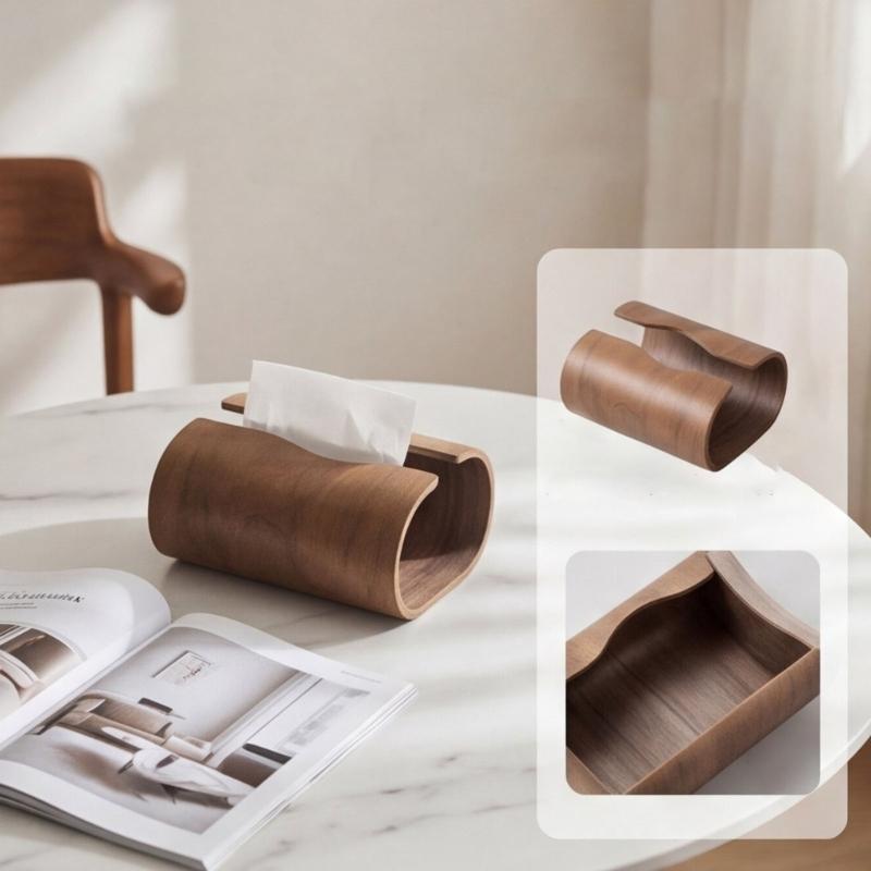 Solid Wooden Tissue Box Cover Smooth and Rounded Edges Suitable for Living Room or Office