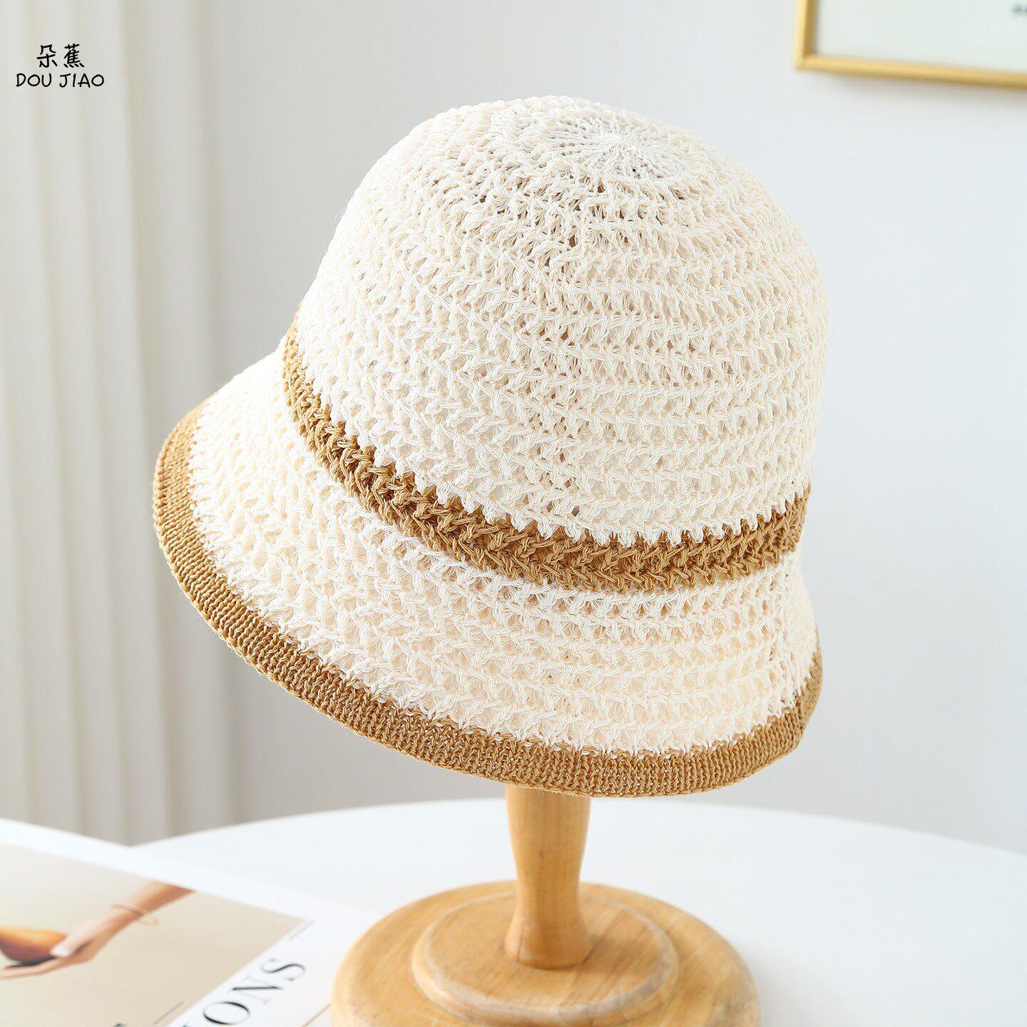 

Striped Hats Women, Summer Hollow Straw Breathable, Face-Slimming,-Protective Fisherman Hat Sunhat 56-58cm