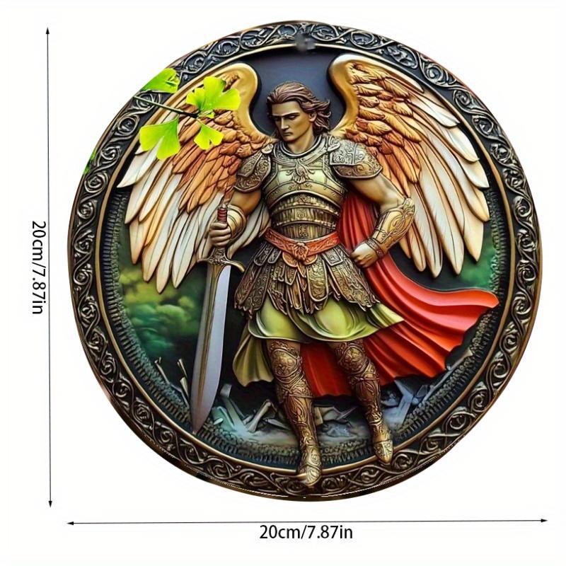 

2d Плоский 20*20см, Декоративна дерев яна табличка Воїн-ангел , Міфічний герой у традиційному стилі, Настінна підвісна табличка для дому, кухні, саду, спальні 20x20cm