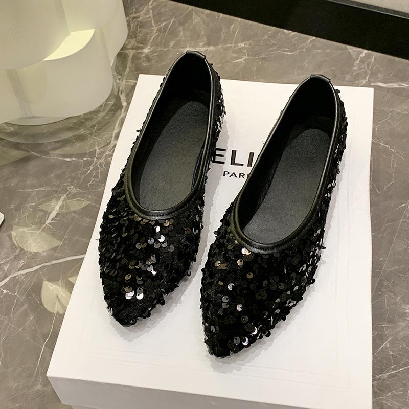 

Pointed sequins flat silver single shoes women s versatile new shallow mouth large size women s shoes 40