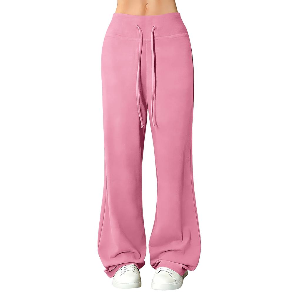 Kadın Bol Kesim Günlük İpli Elastik Bel Pantolon Rahat Bol Kesim Yoga Gevşek Pantolon