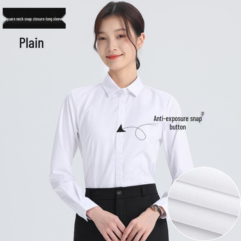 Cămașă Profesională cu Mânecă Lungă Albă pentru Femei - Primăvară/Toamnă Stil Coreean Croială Slim Top Formal