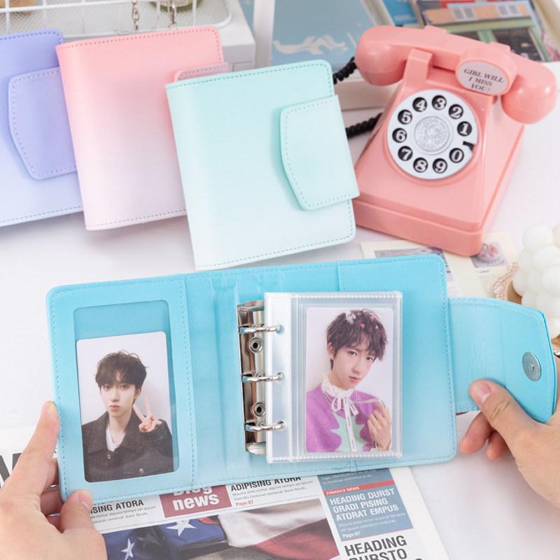 Gradient 1-Pocket Mini 3inch Photo Card Album Cute Single Slot Binder for K-pop Photocards Polaroid Pictures Small Card Holder