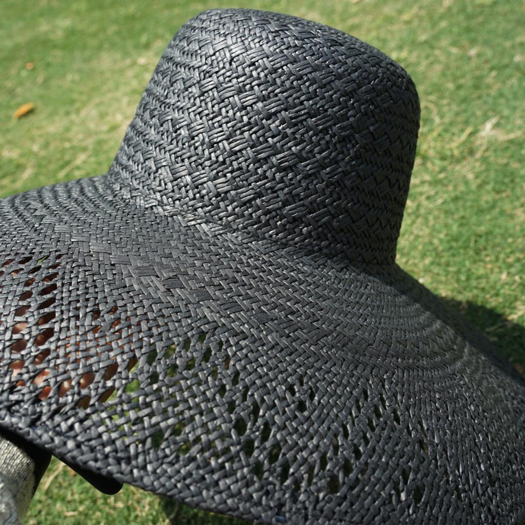 French Retro Hepburn Black Big Brim Hollow Woven Basin Hat Top Hat Women'S Summer Sunshade Sunscreen Vacation Beach Straw Hat