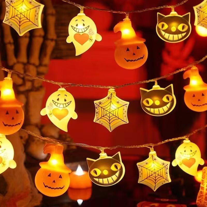 Colorful Halloween Pumpkin Bat Ghost String Lights for Spooky Decor