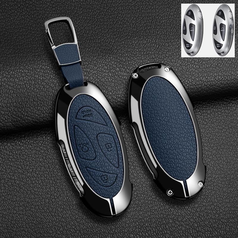 Interior Mouldings Alloy Leather Car Key Case Key Cover For Hyundai IONIQ 6 New Grand Prix GN7 For New Kona SX2 Car Protector Ke