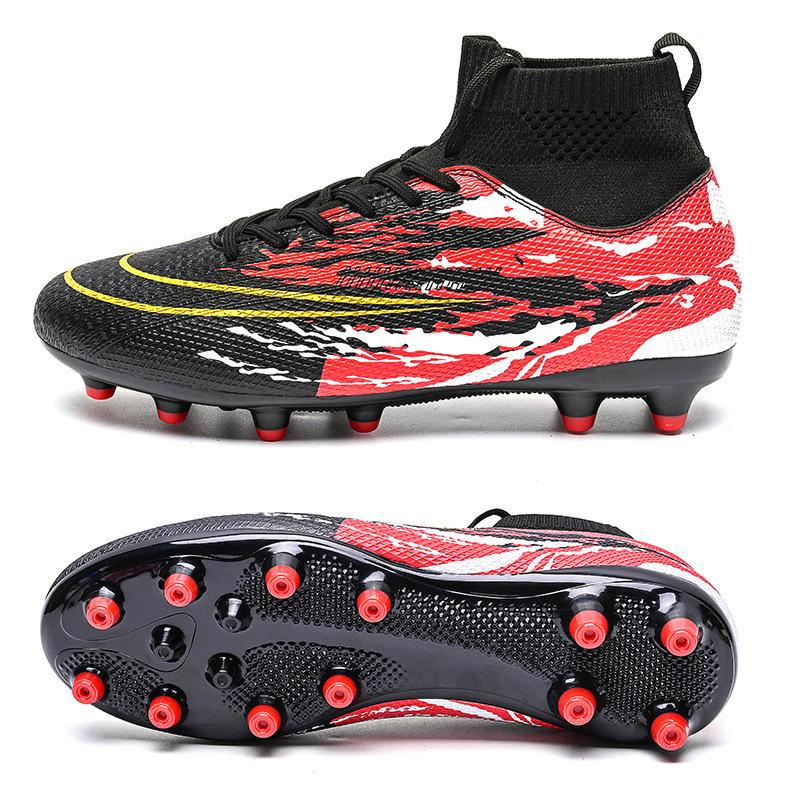 Flying Woven Broken Nail Football Shoes Men's and Women's Spiked Shoes Student 2025 Training Broken High Top Football Shoes New Long Shoes