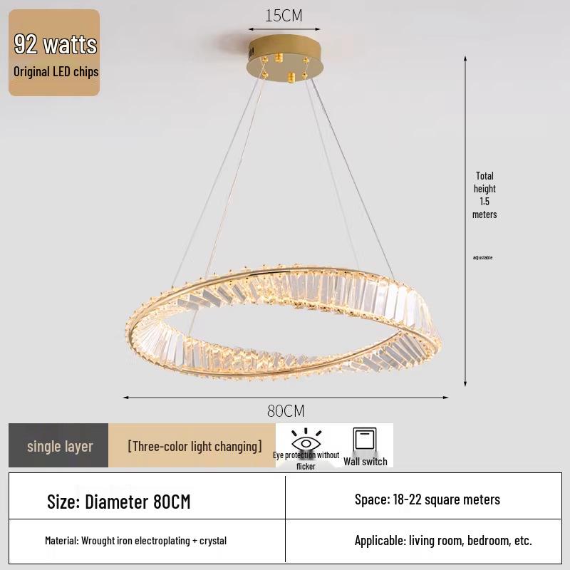High-End Crystal Pendant Light for Living Room, Loft, Villa, Hotel, and Bedroom