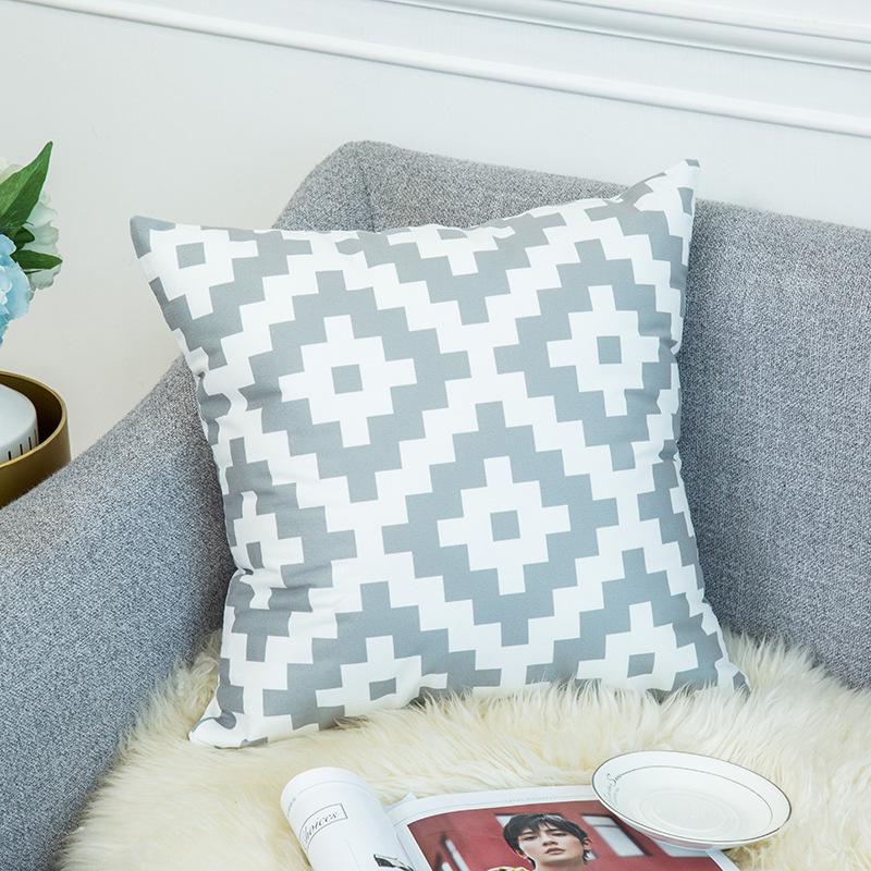 Warm Yellow and Gray Geometric Striped Pillowcase Pattern Sofa Thickened Short Plush Simple Cushion Cover Does Not Include Pillowcases