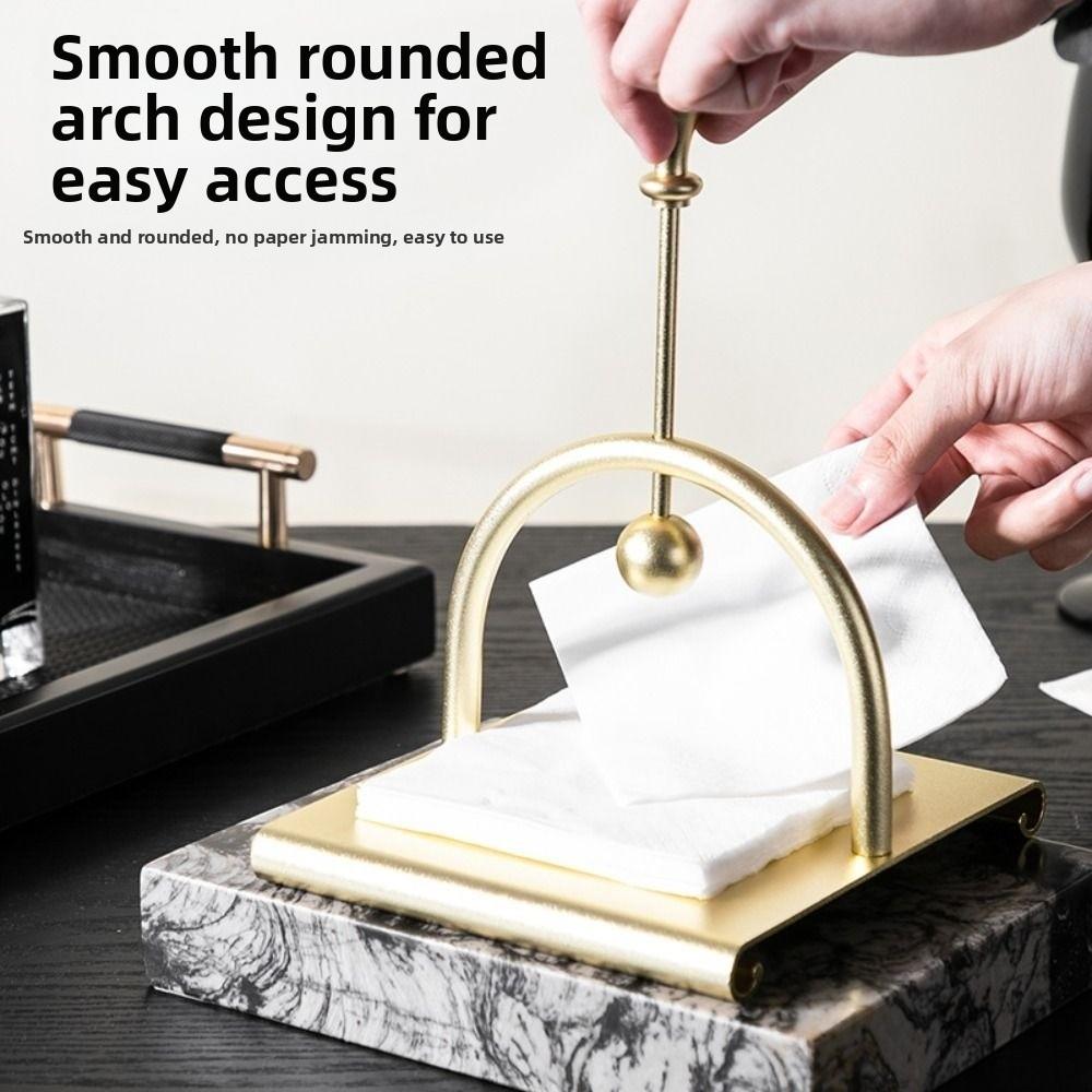Retro Square Tissue Holder European Style Light Luxury Aluminum Napkin Stand Smooth with Handle Tissue Storage Box Restaurant