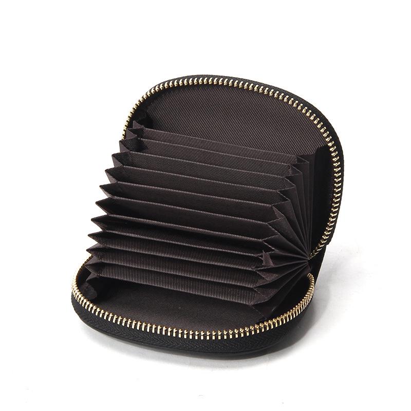 Chic Genuine Leather Accordion Card Holder - Multi-Slot, Slim & Stylish for Cards and IDs