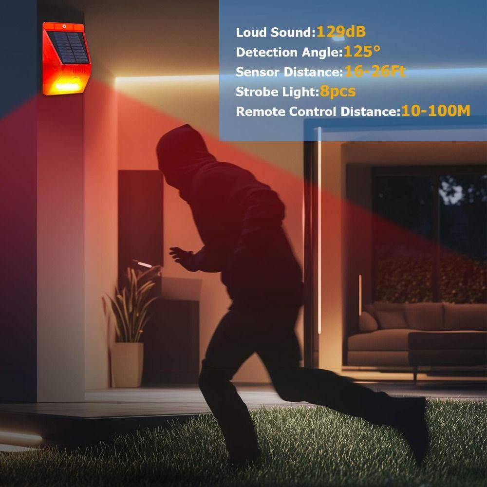 Rechargeable Solar Lamps Multifunctional Security Alarm Siren Solar Alarm  Field Security