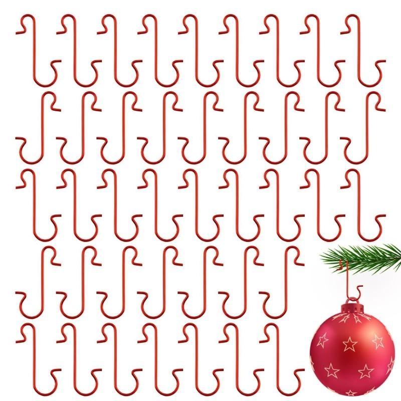 

652F 100pcs Christmas Tree Ornament Hooks Metal S-Shaped Hanging Hook Holder Christmas Ball Pendant New Year Party Decoration