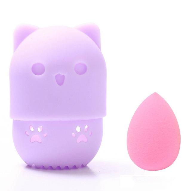 Mini Makeup Sponge Egg 10 Colors Cosmetic Puff Cute Silicone Powder Puff Drying Holder Make Up Tool
