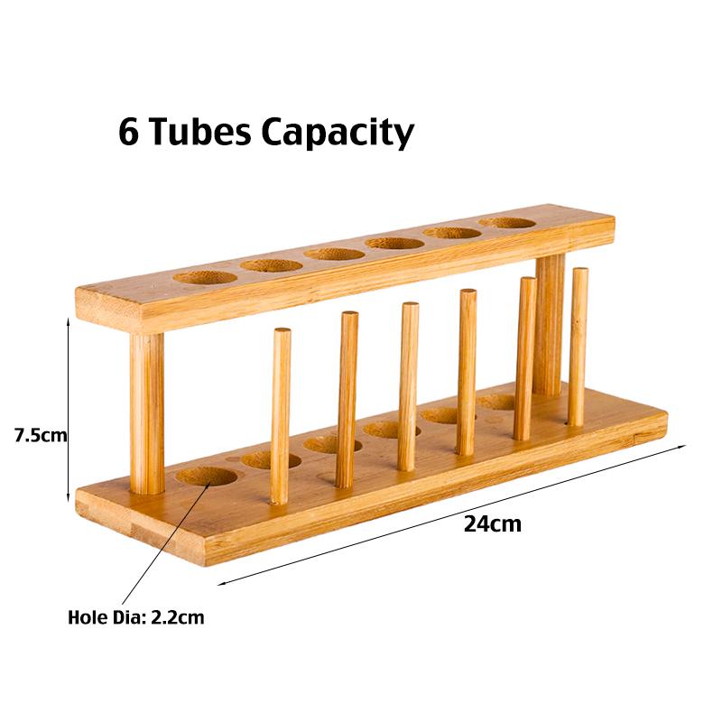 Wooden Rack with Borosilicate Glass Test Tubes, Labs Premium Wooden Test Tube Rack